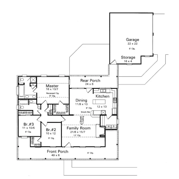 Country House Plan First Floor - Moss Landing Country Home 039D-0007 - Shop House Plans and More