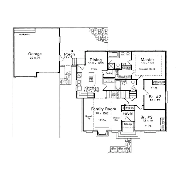 Country House Plan First Floor - Owens Valley Ranch Home 039D-0008 - Shop House Plans and More