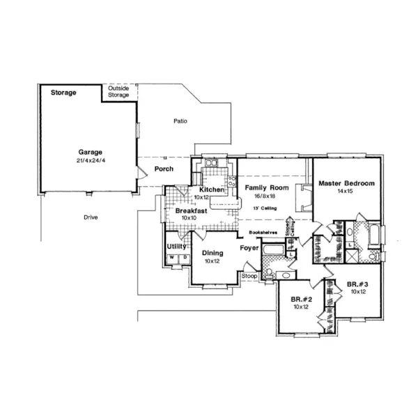 Traditional House Plan First Floor - Sierraview Ranch Home 039D-0009 - Shop House Plans and More