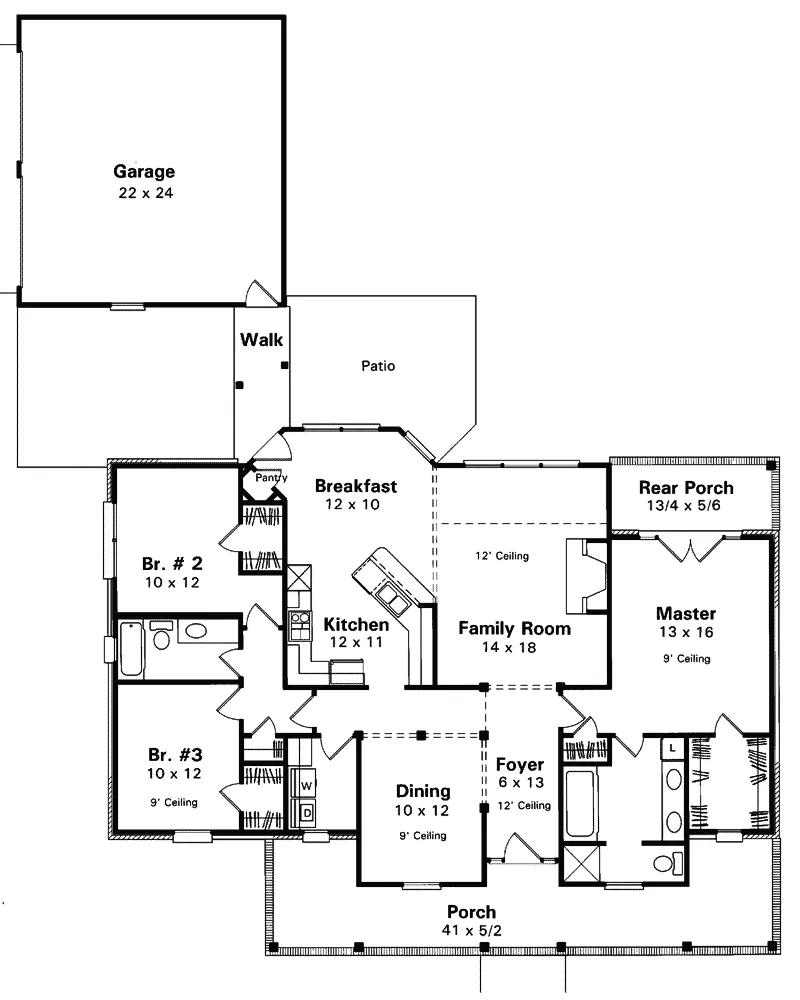Farmhouse Plan First Floor - Templeton Hill Country Home 039D-0010 - Shop House Plans and More