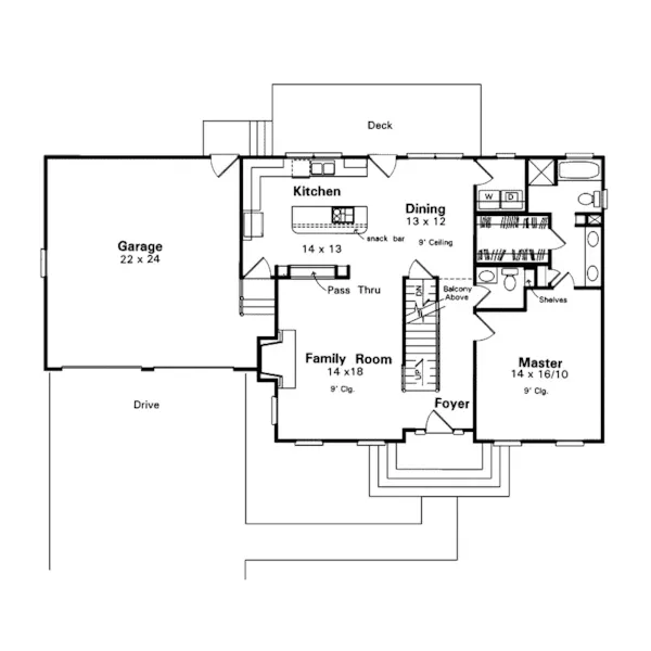 Cape Cod & New England House Plan First Floor - Avenal Country Home 039D-0011 - Search House Plans and More