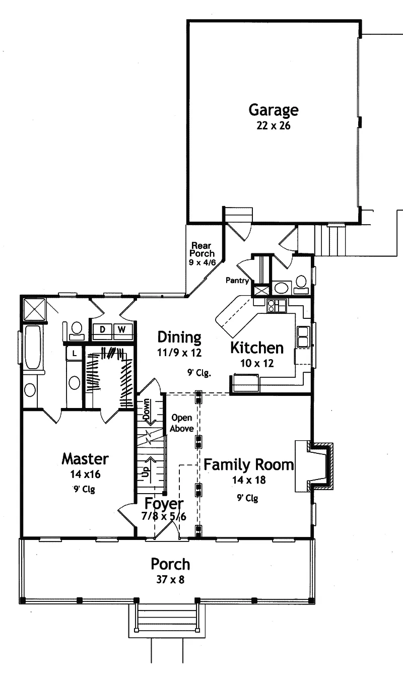 Traditional House Plan First Floor - Huron Lake Country Home 039D-0012 - Search House Plans and More