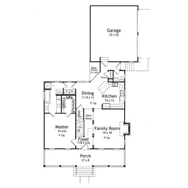 Country House Plan First Floor - Huron Lake Country Home 039D-0012 - Search House Plans and More