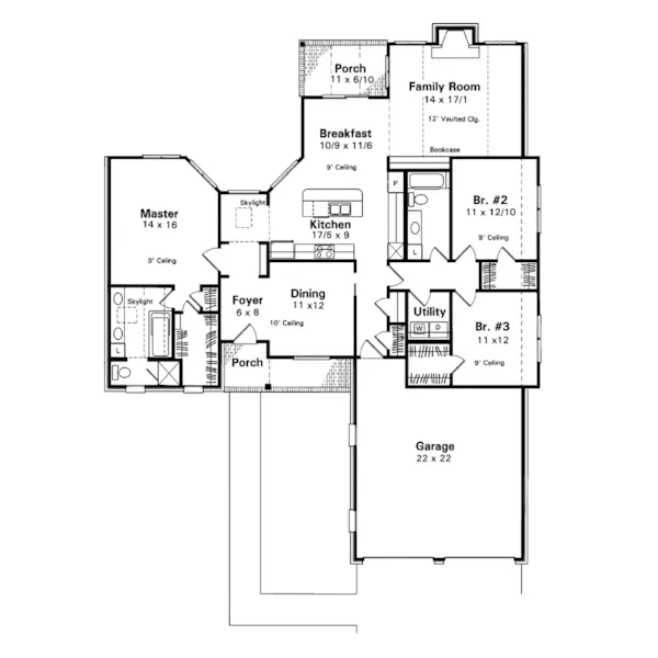 Southern House Plan First Floor - Whitley Gardens Traditional Home 039D-0013 - Shop House Plans and More