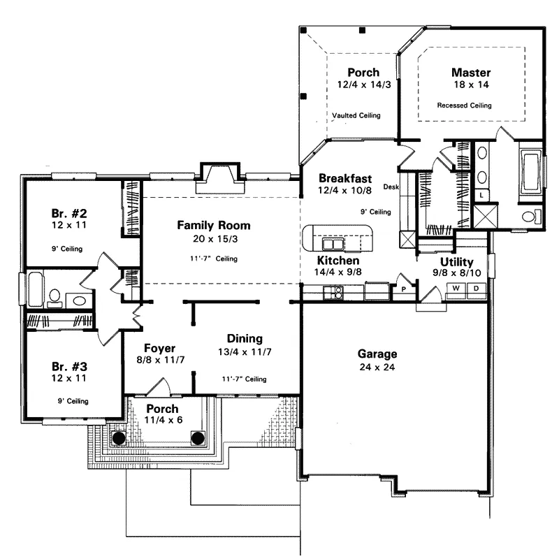 Florida House Plan First Floor - Bolsa Knoll Ranch Home 039D-0014 - Search House Plans and More