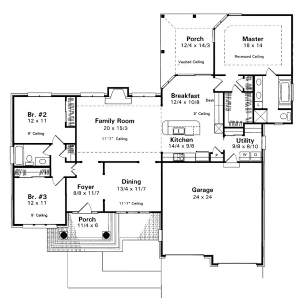 Country House Plan First Floor - Bolsa Knoll Ranch Home 039D-0014 - Search House Plans and More