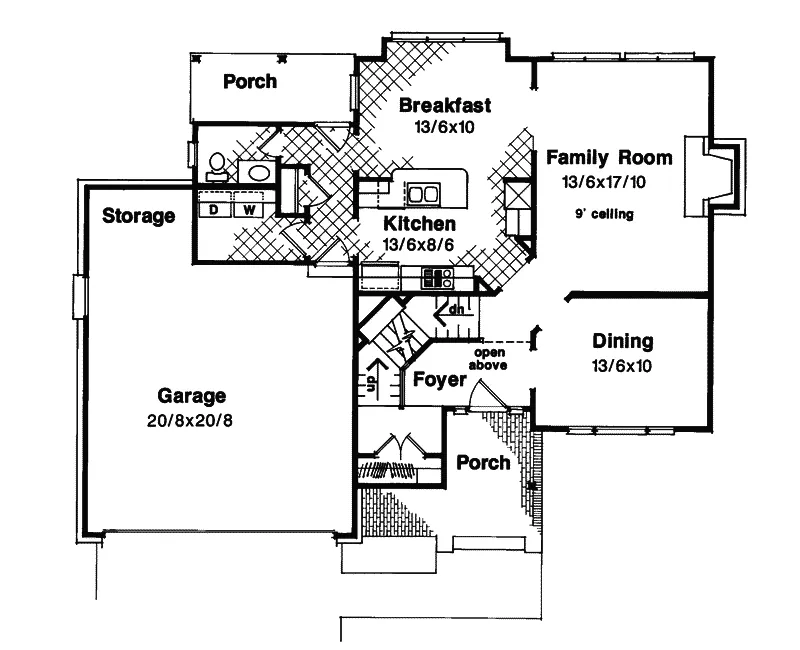 Tudor House Plan First Floor - Kettleman Traditional Home 039D-0015 - Search House Plans and More