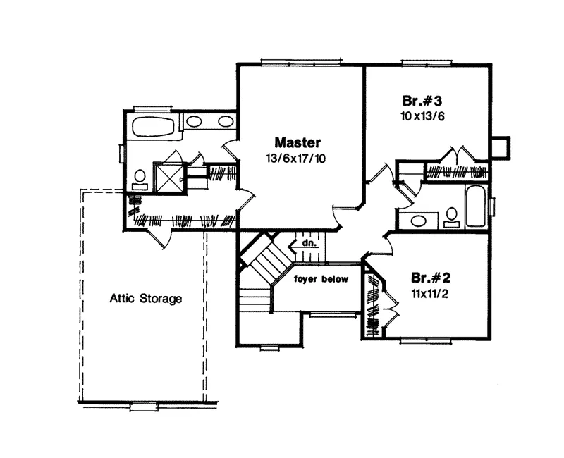 Tudor House Plan Second Floor - Kettleman Traditional Home 039D-0015 - Search House Plans and More