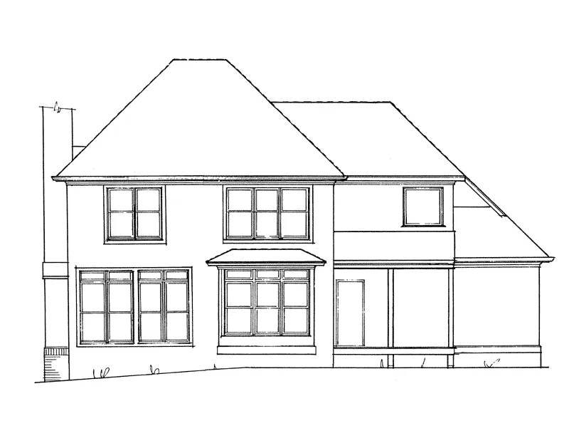 Tudor House Plan Rear Elevation - Kettleman Traditional Home 039D-0015 - Search House Plans and More