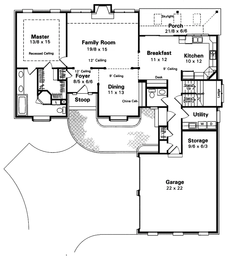 Colonial House Plan First Floor - Geary Traditional Home 039D-0019 - Search House Plans and More