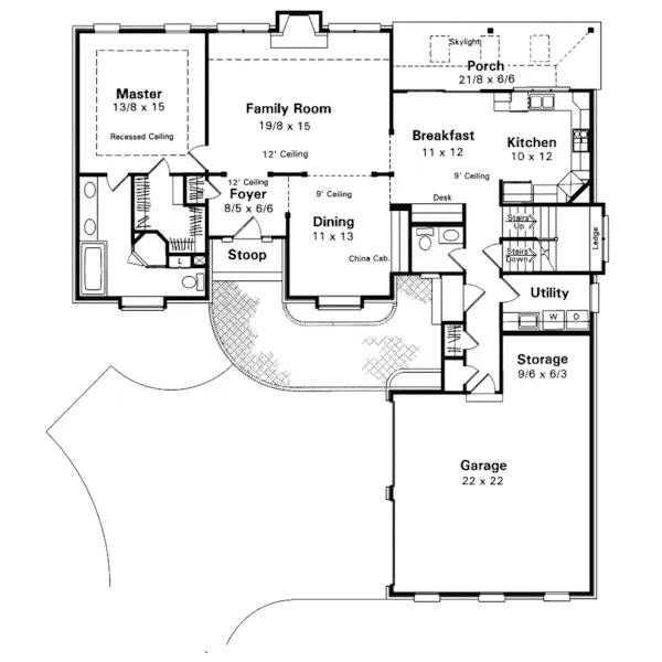 Traditional House Plan First Floor - Geary Traditional Home 039D-0019 - Search House Plans and More