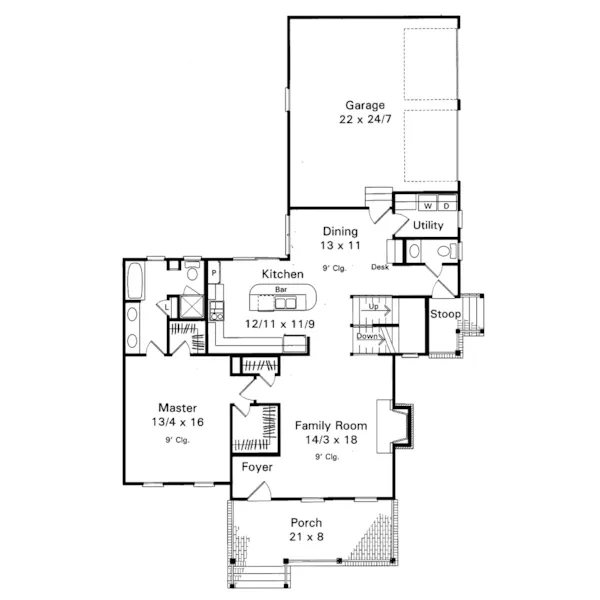 Country House Plan First Floor - Fulton Park Acadian Home 039D-0020 - Search House Plans and More