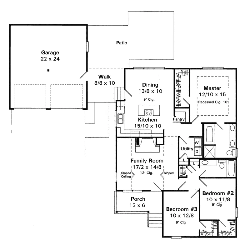 Cabin & Cottage House Plan First Floor - Castlecliff Vacation Home 039D-0025 - Search House Plans and More