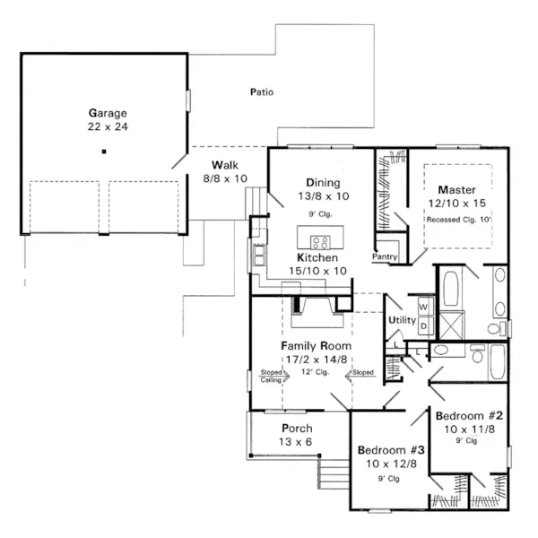 Contemporary House Plan First Floor - Castlecliff Vacation Home 039D-0025 - Search House Plans and More