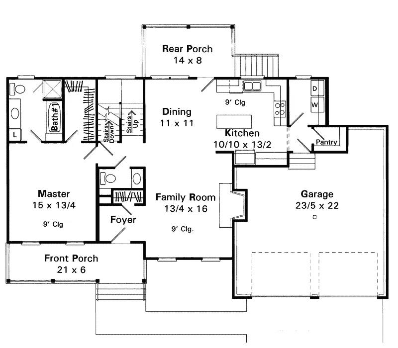 Southern House Plan First Floor - Carmel Valley Farmhouse 039D-0027 - Search House Plans and More