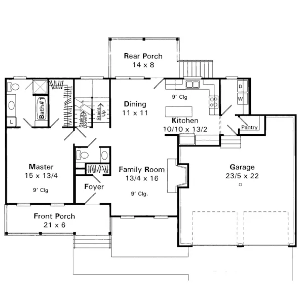 Vacation House Plan First Floor - Carmel Valley Farmhouse 039D-0027 - Search House Plans and More