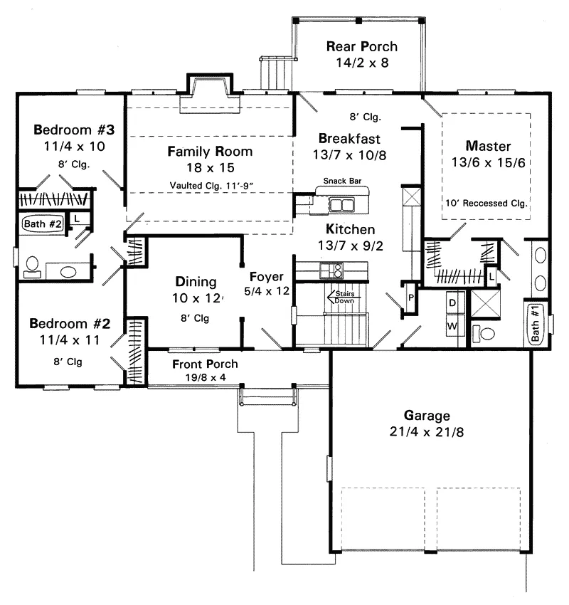 Ranch House Plan First Floor - Bernardo Country Ranch Home 039D-0028 - Search House Plans and More