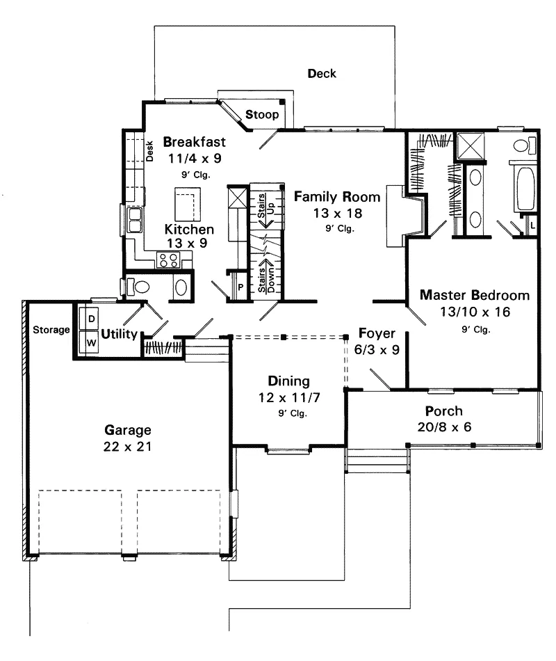 Country House Plan First Floor - Sansone Country French Home 039D-0032 - Shop House Plans and More