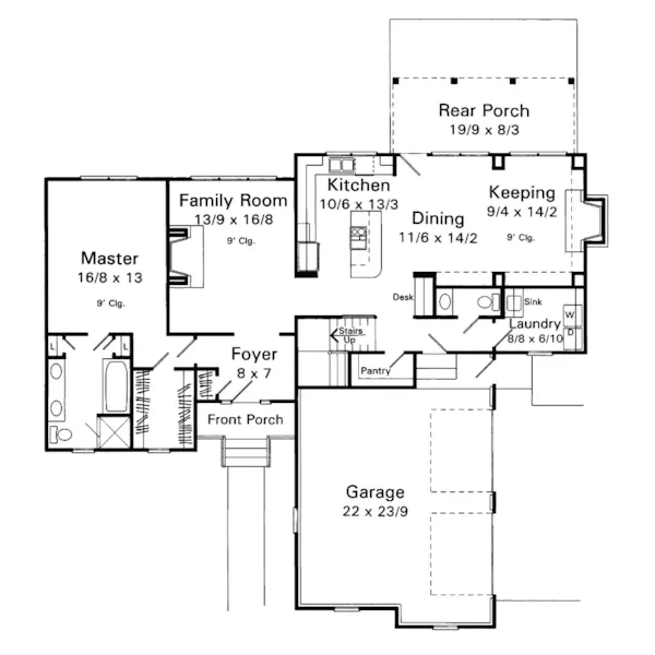 Traditional House Plan First Floor - Sonoma Country Home 039D-0033 - Shop House Plans and More