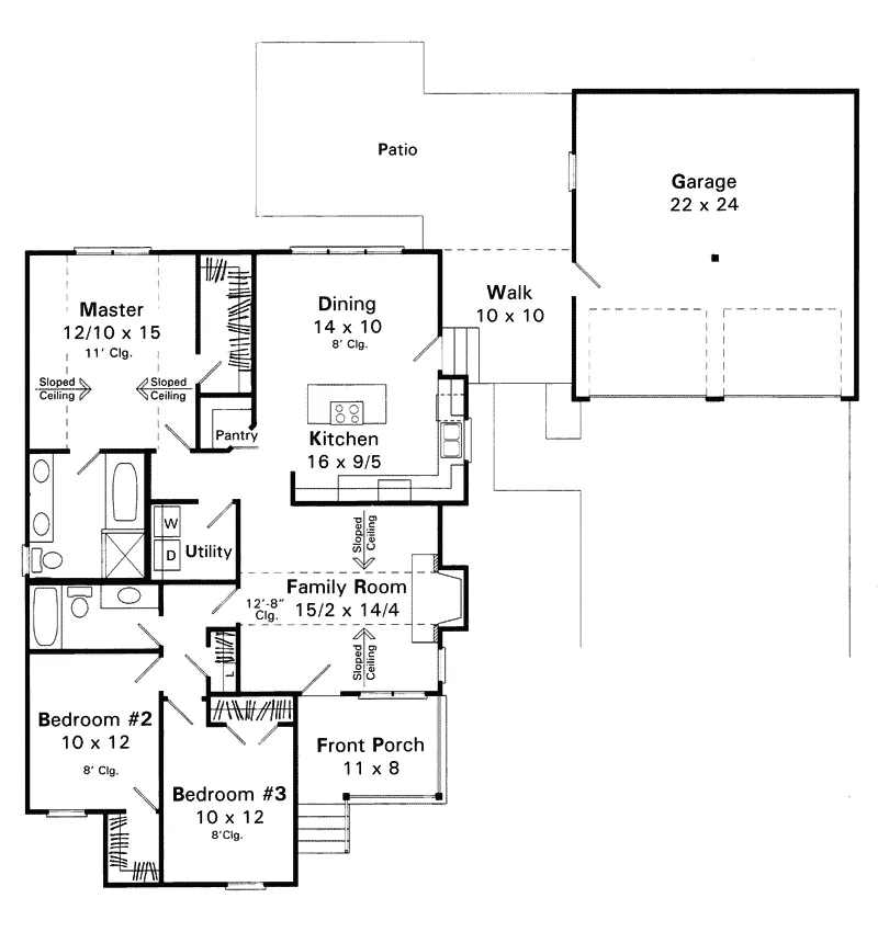 Cabin & Cottage House Plan First Floor - Leavenworth Country Home 039D-0035 - Shop House Plans and More