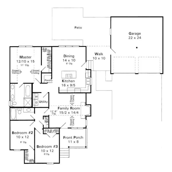 Ranch House Plan First Floor - Leavenworth Country Home 039D-0035 - Shop House Plans and More