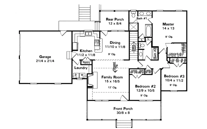 Vacation House Plan First Floor - McDowell Country Home 039D-0036 - Shop House Plans and More