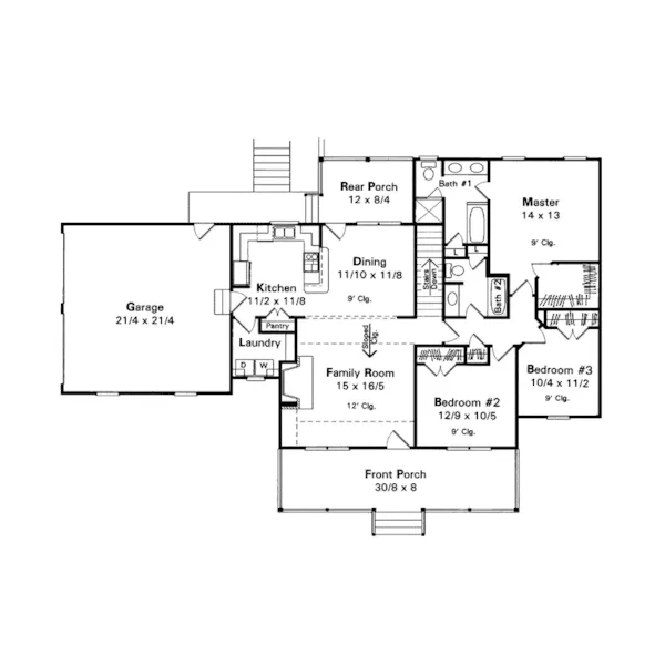 Traditional House Plan First Floor - McDowell Country Home 039D-0036 - Shop House Plans and More