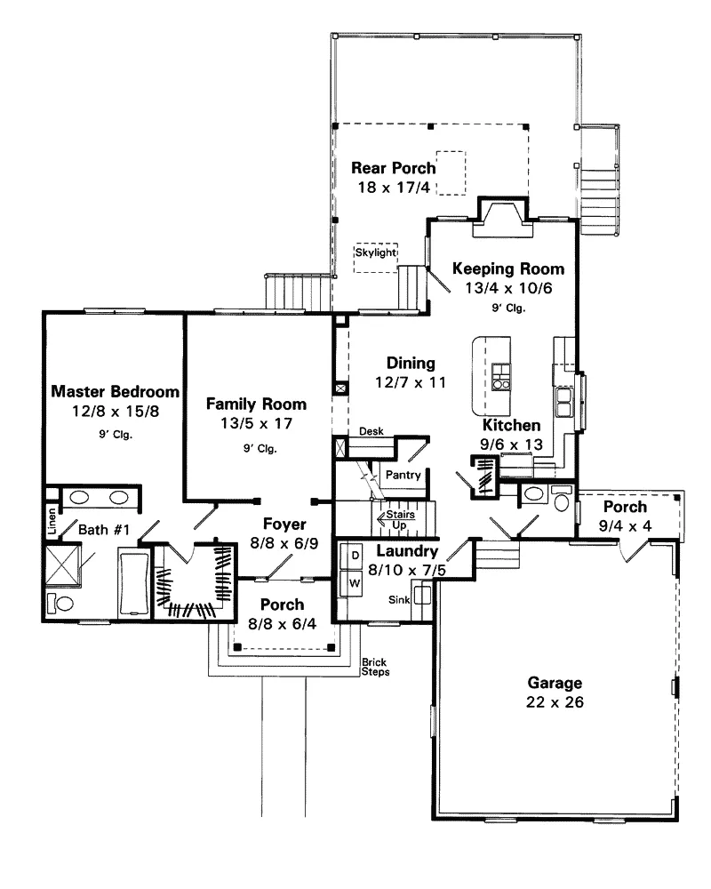 Traditional House Plan First Floor - Hollyspring Country Home 039D-0039 - Search House Plans and More
