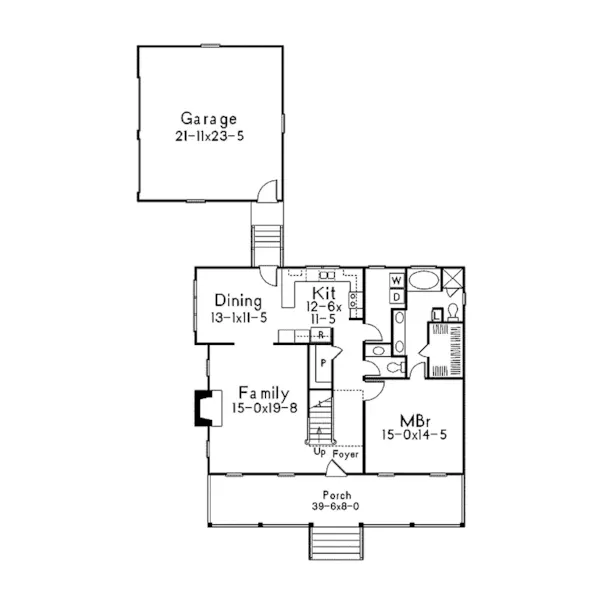 Traditional House Plan First Floor - Farmview Acadian Country Home 040D-0001 - Search House Plans and More