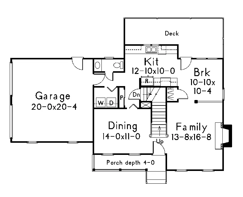 Colonial House Plan First Floor - Scottfield Compact Farmhouse 040D-0002 - Shop House Plans and More
