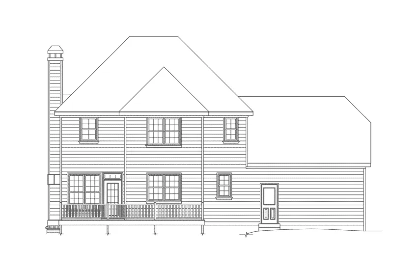 Colonial House Plan Rear Elevation - Scottfield Compact Farmhouse 040D-0002 - Shop House Plans and More