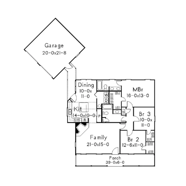 Country House Plan First Floor - Cedarwood Country Bungalow Home 040D-0003 - Search House Plans and More