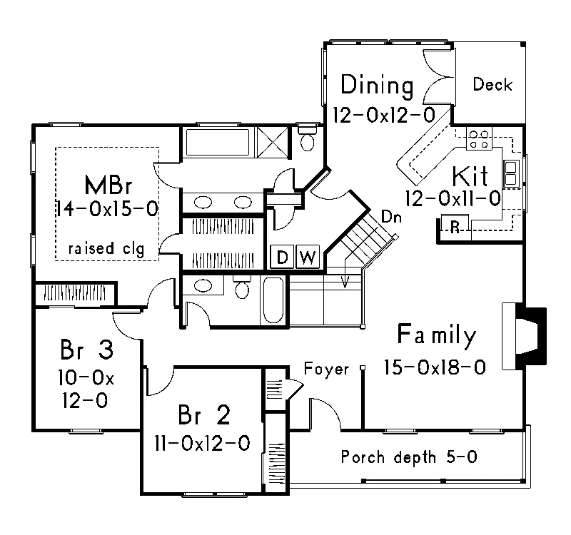 Traditional House Plan First Floor - Bedford Country Ranch Home 040D-0008 - Search House Plans and More