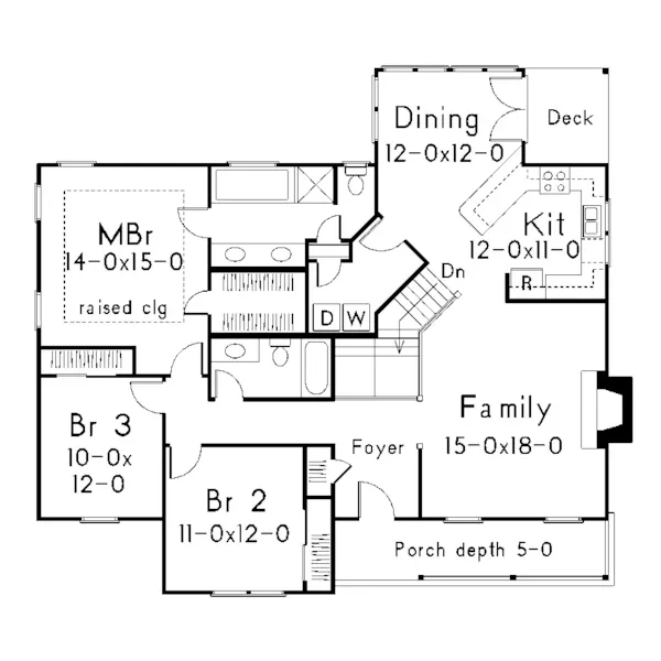 Southern House Plan First Floor - Bedford Country Ranch Home 040D-0008 - Search House Plans and More