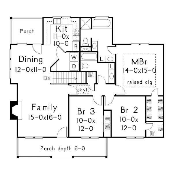 Southern House Plan First Floor - Thornspring Country Ranch Home 040D-0010 - Shop House Plans and More