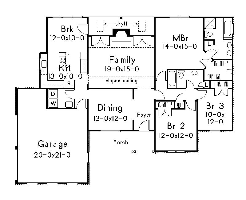 Ranch House Plan First Floor - Pembrooke Traditional Home 040D-0011 - Shop House Plans and More