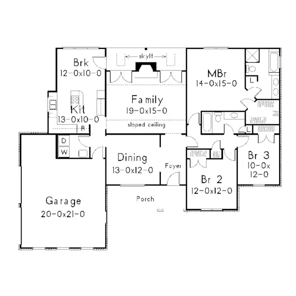 Ranch House Plan First Floor - Pembrooke Traditional Home 040D-0011 - Shop House Plans and More