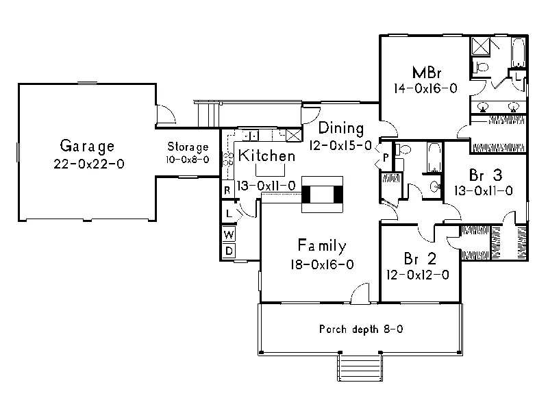 Ranch House Plan First Floor - Forestville Country Home 040D-0015 - Search House Plans and More