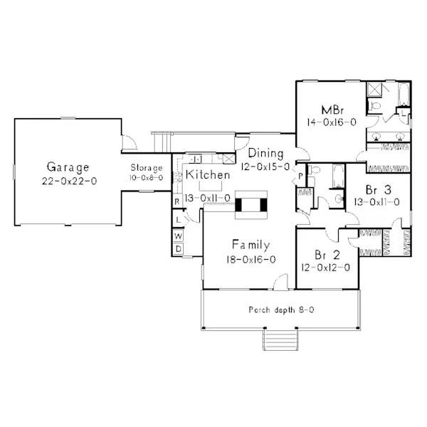 Ranch House Plan First Floor - Forestville Country Home 040D-0015 - Search House Plans and More