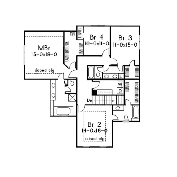 Farmhouse Plan Second Floor - Chadwick Forest Southern Home 040D-0016 - Search House Plans and More