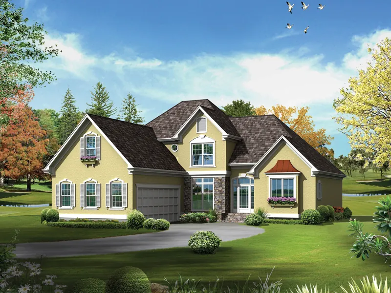 European House Plan Front of Home - Bridgeport Mill European Home 040D-0019 - Search House Plans and More