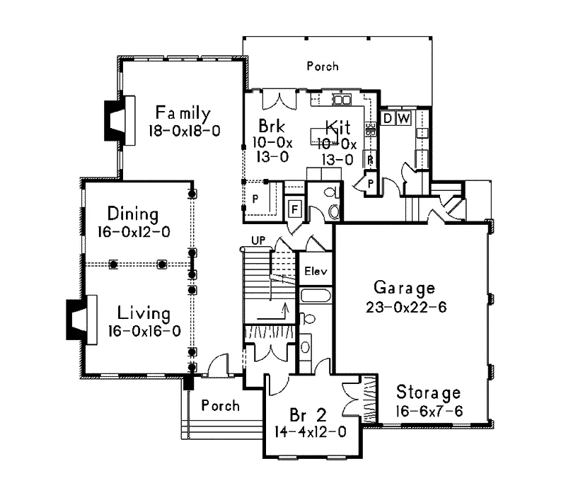 Traditional House Plan First Floor - Waterford Traditional Home 040D-0020 - Shop House Plans and More