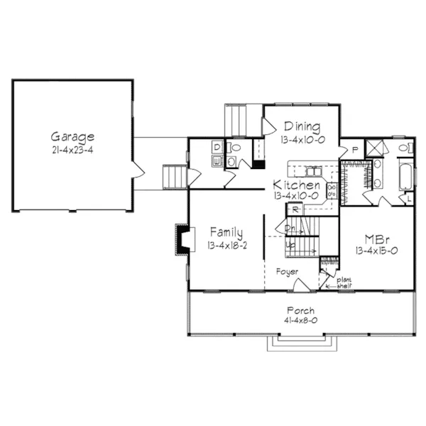 Farmhouse Plan First Floor - Auburn Park Country Farmhouse 040D-0024 - Search House Plans and More