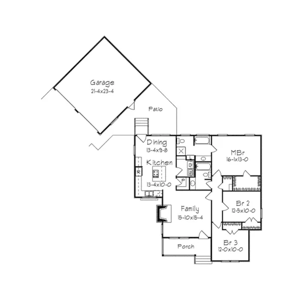 Ranch House Plan First Floor - Westrose Country Ranch Home 040D-0026 - Shop House Plans and More