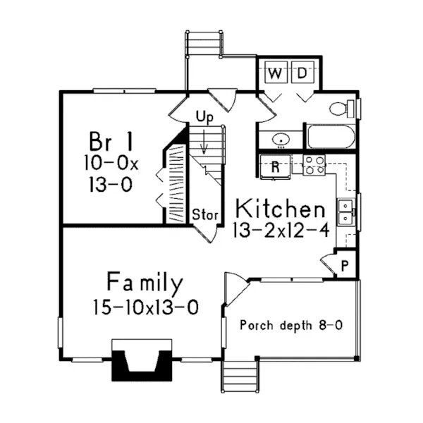 Cabin & Cottage House Plan First Floor - Oak Cove Country Home 040D-0029 - Shop House Plans and More