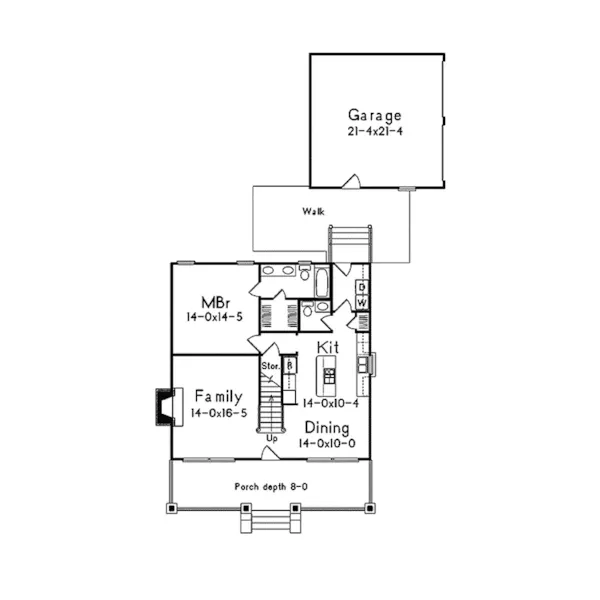 Farmhouse Plan First Floor - Oakwood Acadian Country Home 040D-0030 - Shop House Plans and More