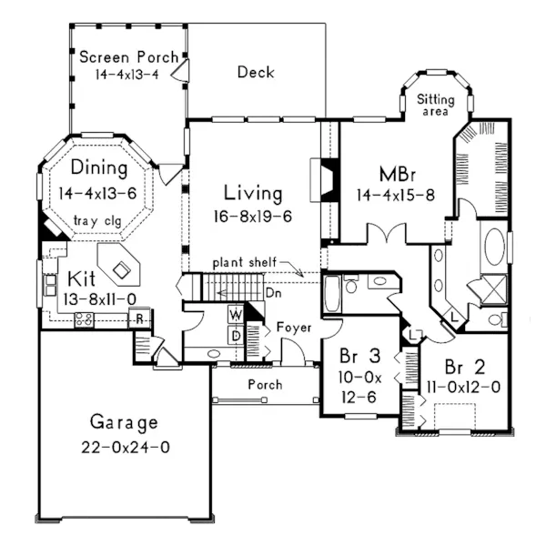 Country House Plan First Floor - Dennison Crest Rustic Ranch Home 041D-0001 - Search House Plans and More