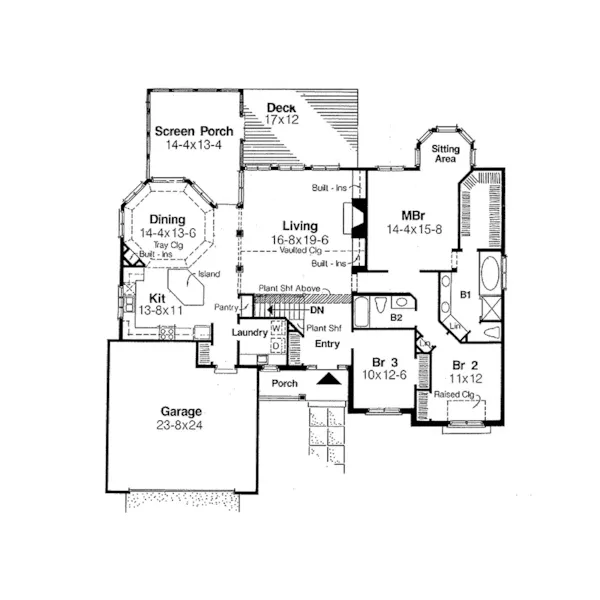 Traditional House Plan First Floor - Darwin Pass Ranch Home 042D-0002 - Search House Plans and More