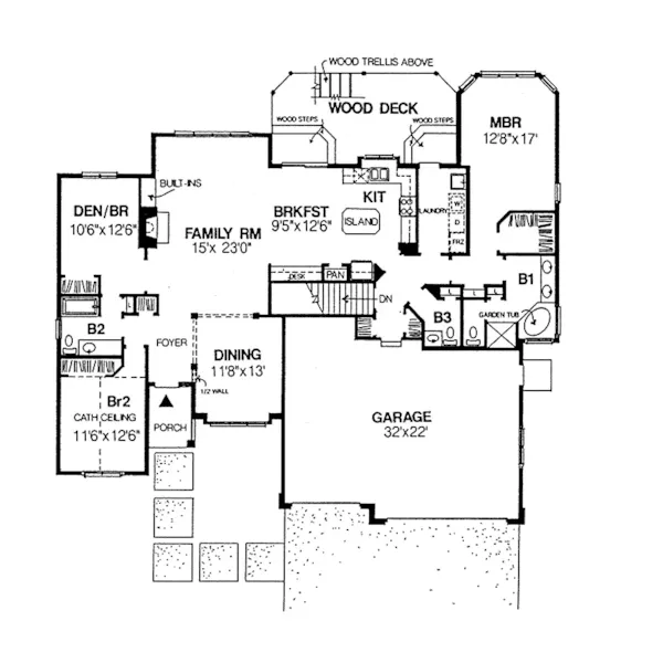 Ranch House Plan First Floor - Chatsworth Ranch Home 042D-0004 - Search House Plans and More