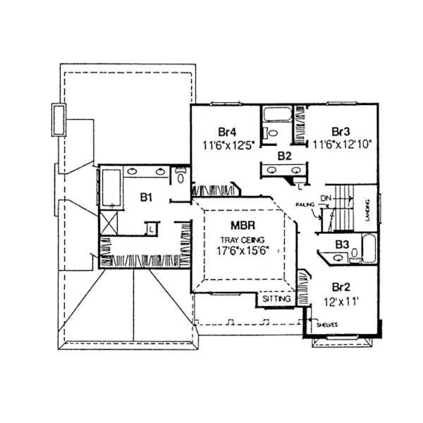 Traditional House Plan Second Floor - Devonshire Park Traditional Home 042D-0005 - Search House Plans and More